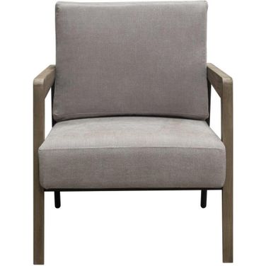 Blair Accent Chair in Grey Fabric with Curved Wood Leg Detail