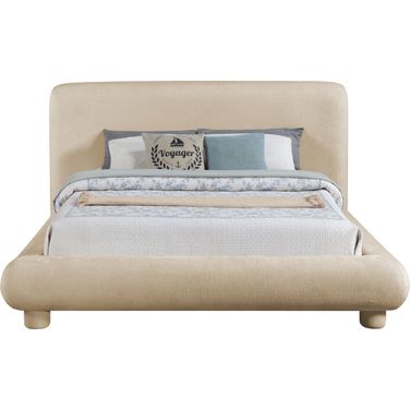 Blair Chenille Fabric Upholstered King Bed In Beige