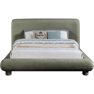 Blair Chenille Fabric Upholstered Queen Bed In Green