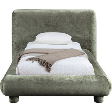 Blair Chenille Fabric Upholstered Twin Bed In Green