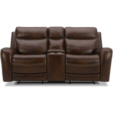 Blair Loveseat With Console In Cognac
