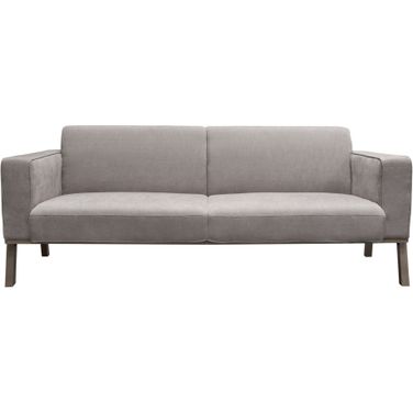 Blair Sofa in Grey Fabric with Curved Wood Leg Detail