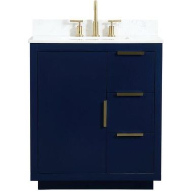 Blake 30 Inch Single Bathroom Vanity In Blue With Backsplash