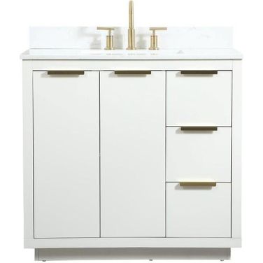 Blake 36 Inch Single Bathroom Vanity In White With Backsplash