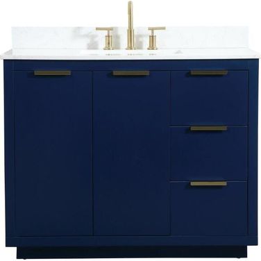 Blake 42 Inch Single Bathroom Vanity In Blue With Backsplash