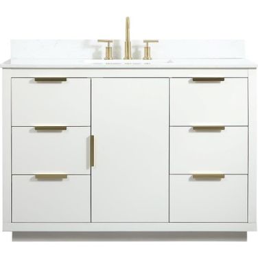 Blake 48 Inch Single Bathroom Vanity In White With Backsplash