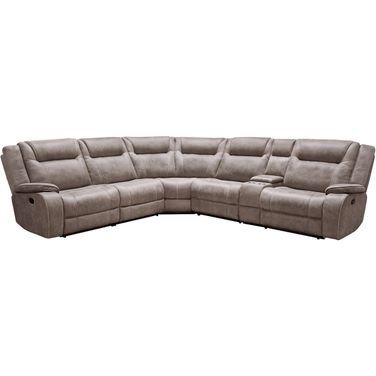 Blake 6 Piece Modular Reclining Sectional and Entertainment Console In Taupe