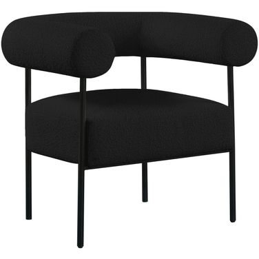 Blake Boucle Fabric Accent Chair In Black