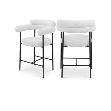 Blake Boucle Fabric Counter Stool Set of 2 In Cream