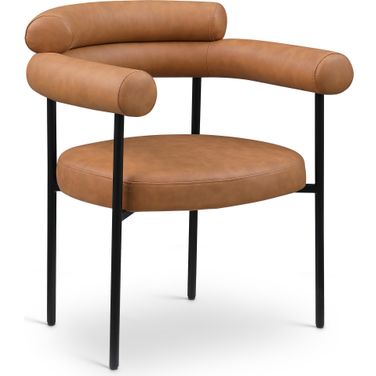 Blake Vegan Leather Dining Chair Set of 2 In Cognac