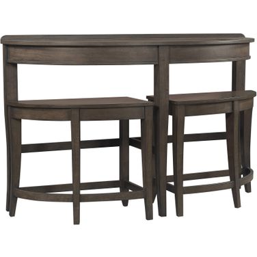 Blakely Sofa Table with Stools In Sable Brown