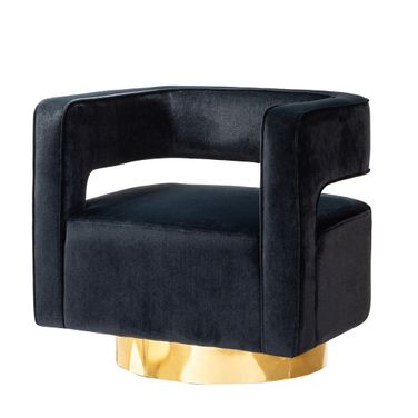 Blanca Swivel Barrel Chair In Black