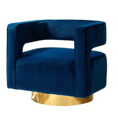 Blanca Swivel Barrel Chair In Navy