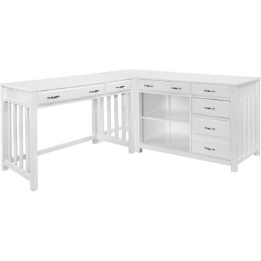 Blanche 3-Piece Corner Desk In White