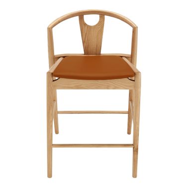 Blanche Counter Stool In Dark Tan Leatherette and Natural