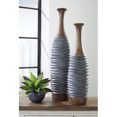 Blayze Antique Gray And Brown Vase Set of 2