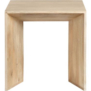 Bleached Solid Wood Square Accent/End Table In Brown