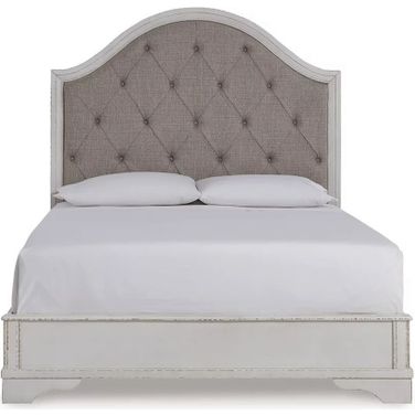 Blendon Queen Upholstered Panel Bed In Rustic Brown