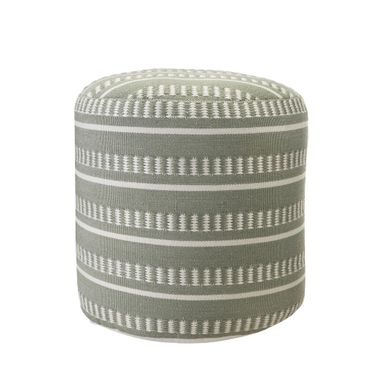 Blinkz Striped Hand-Woven Ottoman Pouf In Green