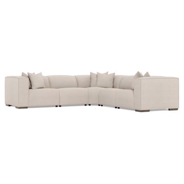 Bliss 5-Piece Fabric Power Motion Sectional In White and Cream