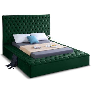 Bliss Velvet Full Bed In Green