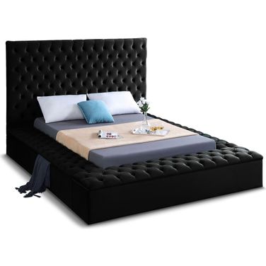 Bliss Velvet King Bed In Black