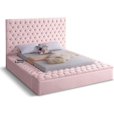 Bliss Velvet King Bed In Pink
