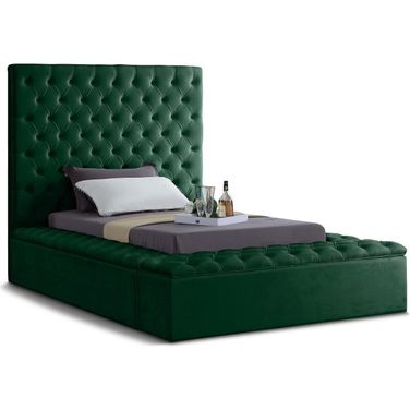 Bliss Velvet Twin Bed In Green