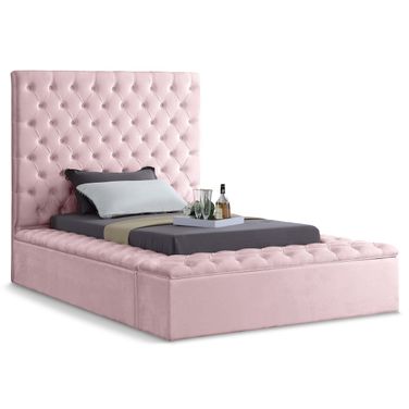 Bliss Velvet Twin Bed In Pink