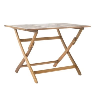 Blissique 43.5 Inch Outdoor Foldable Wood Dining Table with Slat Design In Natural