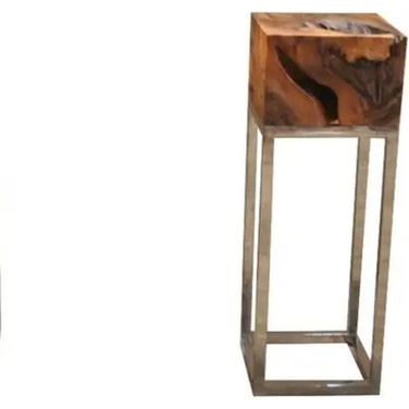 Block Brown And Silver Pedestal 31 Inch End Table