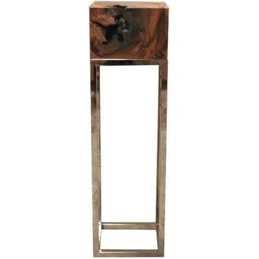 Block Brown And Silver Pedestal 39 Inch End Table