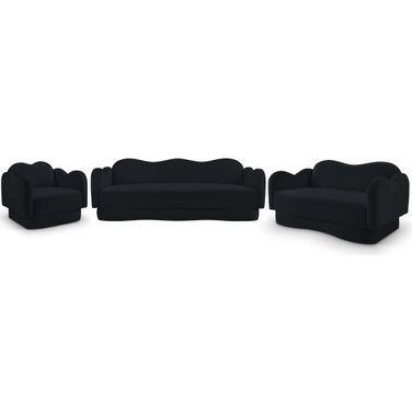 Bloom Living Room Set In Black Velvet