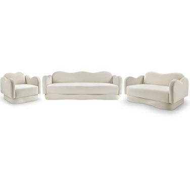 Bloom Living Room Set In Cream Velvet