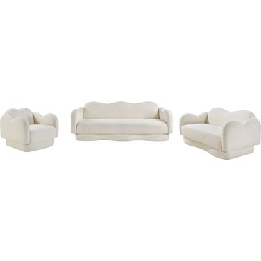 Bloom Teddy Fabric Living Room Set In Cream