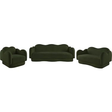Bloom Teddy Fabric Living Room Set In Green
