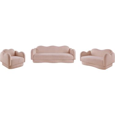 Bloom Teddy Fabric Living Room Set In Pink