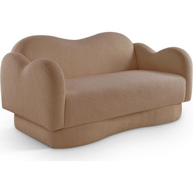 Bloom Teddy Fabric Loveseat In Beige
