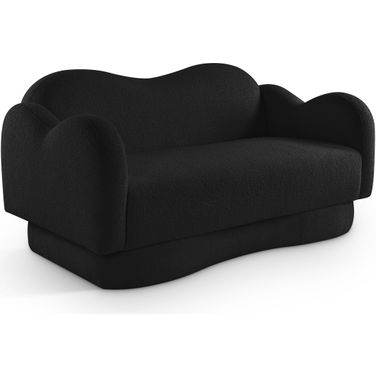 Bloom Teddy Fabric Loveseat In Black
