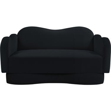 Bloom Velvet Loveseat In Black Velvet