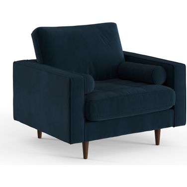 Bloomfield Performance Velvet Arm Chair In Blue