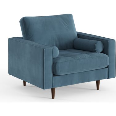 Bloomfield Performance Velvet Arm Chair In Ocean