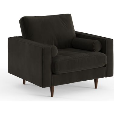 Bloomfield Performance Velvet Arm Chair In Smoke Grey