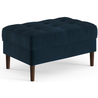 Bloomfield Performance Velvet Rectangular Ottoman In Blue