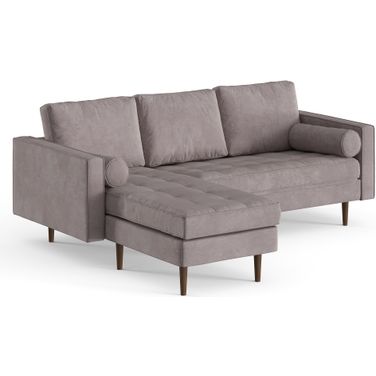 Bloomfield Performance Velvet Reversible Sectional In Platinum