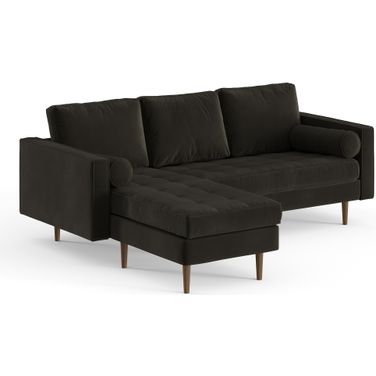 Bloomfield Performance Velvet Reversible Sectional In Smoke Grey