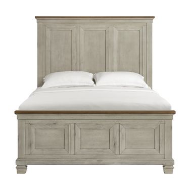 Bloomfield Queen Panel Bed In Medium Brown and Washed Stone