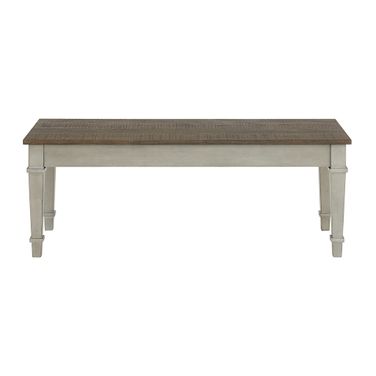 Bloomfield Storage Dining Bench In Medium Brown and Washed Stone