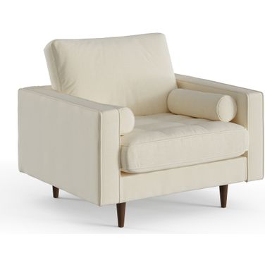 Bloomfield Upholstered Fabric Arm Chair In Walnut and Beige