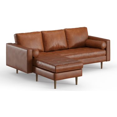 Bloomfield Vegan Leather Reversible Sectional In Saddle